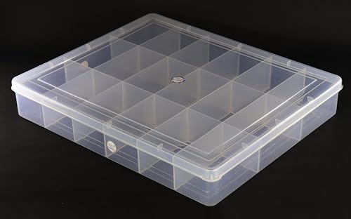 Image of NMII Multipurpose Plastic Storage Box with Partitions | Transparent Organizer with Secure Lid | Ideal for Stationery, Craft Supplies, Tools, and Jewellery, Accessories | Lightweight-(18 Partitions)
