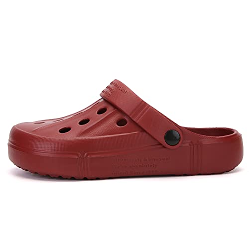 Fzuu Mens Women Breathable Garden Clogs Comfortable Slip On Beach Sandals Lightweight Slippers Water Shoes (Wine Red, 8) #TOP1