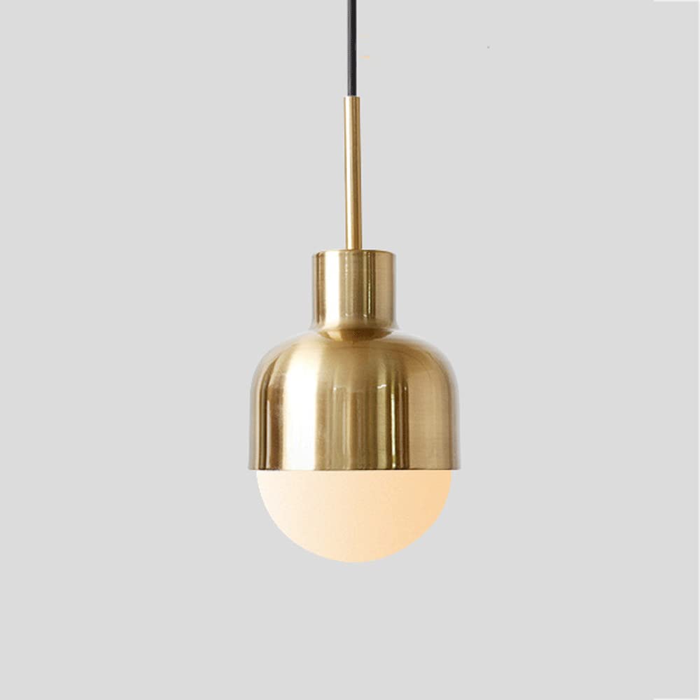 Lámpara colgante E27 de cobre con diseño minimalista moderno de una sola cabeza y altura ajustable