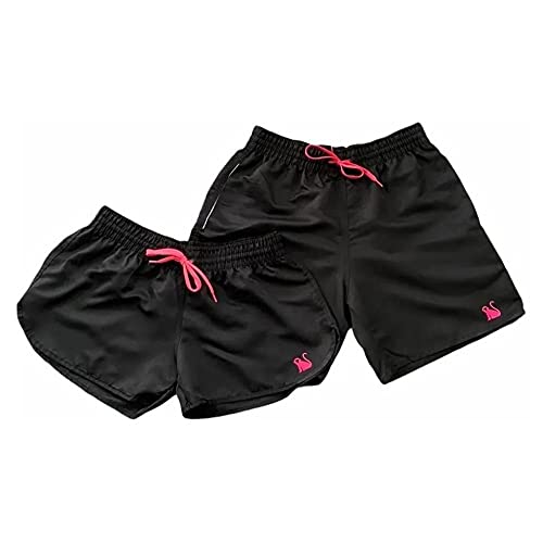 Kit Casal Short Moda Praia Opice Preto (Preto/Rosa, G(Masc) P(Fem))