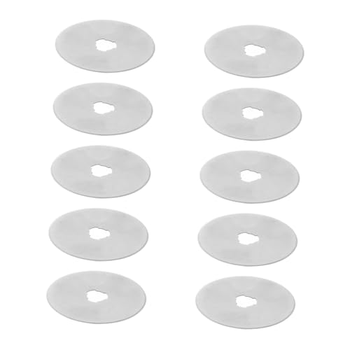 Lurrose 45mm Round Cutter Blades 10 Piece Set Super Thin 0.3mm Ideal for Fabric Paper Leather Easy to Swap with Storage Case