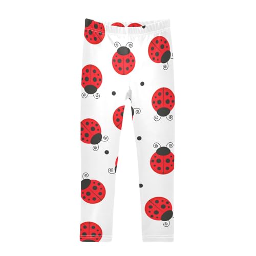 Ladybirds Flying Girls Leggings,Workout Leggings for Girls Toddler Athletic Legging Size for 3-10T