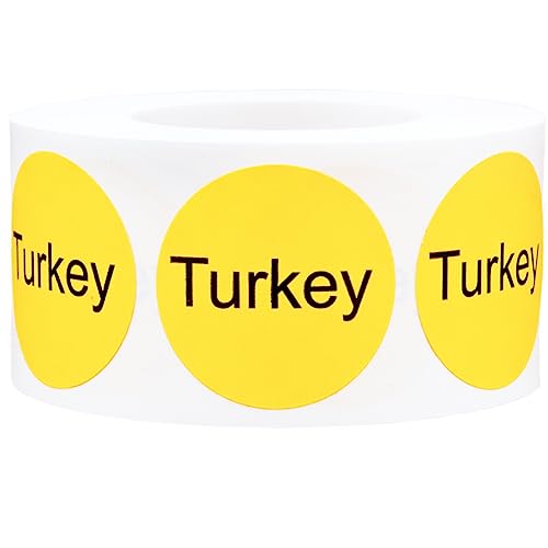 Yellow with Black Turkey Circle Dot Adhesive Stickers 1 Inch Round Labels 500 Total Stickers