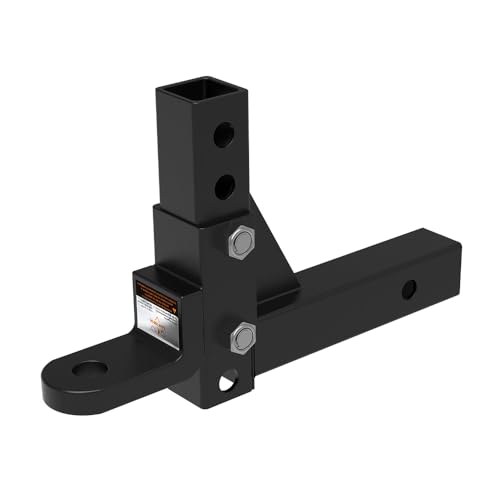 SAN HIMA Tow Bar Trailer Hitch Ball Mount 6000LBS Load Capacity, 6 Holes Height Adjustable 210-240MM Drop & Rise, Fits 2” Receiver Hitch for RV Camper Trailer Car 4WD