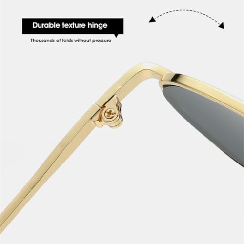 Lunettes de soleil rétro en métal œil de chat monture géométrique robuste - 5