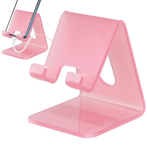 Station d'accueil téléphone rose en acrylique pour bureau à domicile