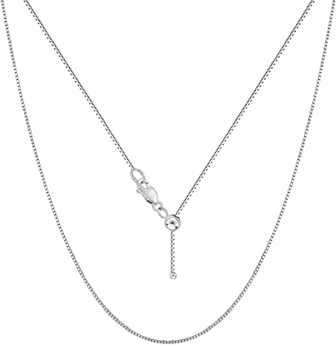 Savlano 925 Sterling Silver Solid 0.8mm Box Adjustable Bolo 14-24 Inch Chain Necklace For Women - Made in Italy Comes With a Gift Box
