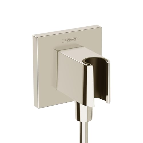 Prise murale avec support hansgrohe FixFit E nickel poli pour douche - 2