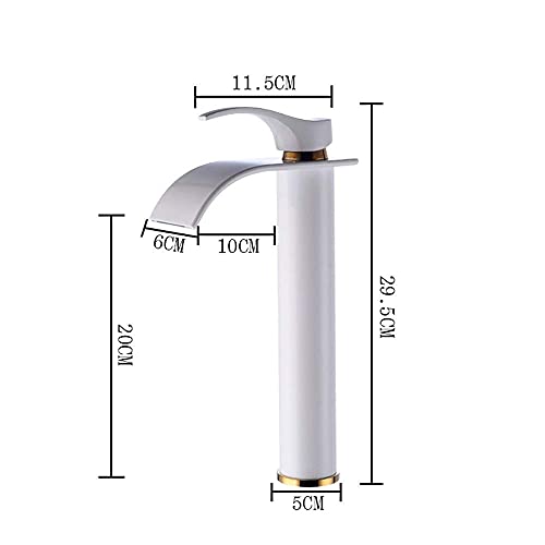 Robinet monotrou en bronze blanc style cascade pour évier d'eau