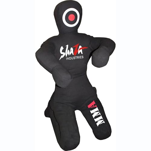 Shaza MMA BJJ Wrestling Submission Dummy Bag Unfilled, Canvas, 360 Degree Mobility (Black, 72 inches|180 cm|6 feet)