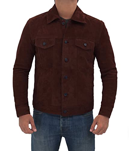 Decrum Suede Jacket Men - Brown Leather Jackets For Mens | [1100365] Lgan Dark Brown, XL3