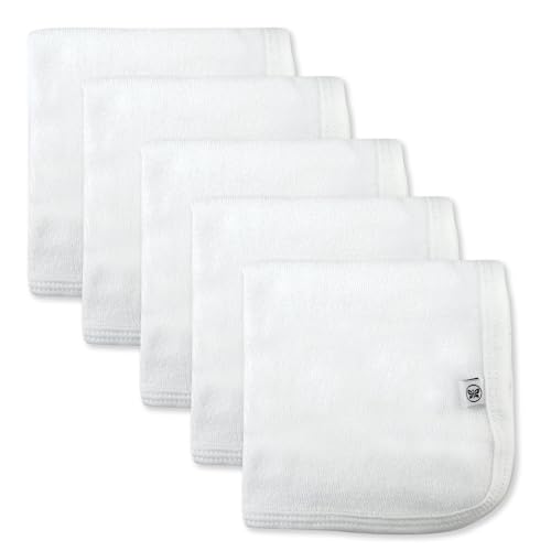 HonestBaby Unisex Baby Organic Cotton Washcloth Multi-Pack Winter Accessory Set, 5-Pack Honestly Pure White, One Size