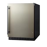 Summit 24" Built-in Refrigerator, 4.8 cu.ft., ADA Compliant, Stainless Steel/Black- AL55
