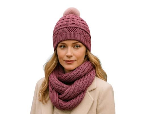 Women’s Winter Knitted Hat and Scarf Set – Handmade Wool – Soft, Warm, Chunky Knit for Fall & Winter