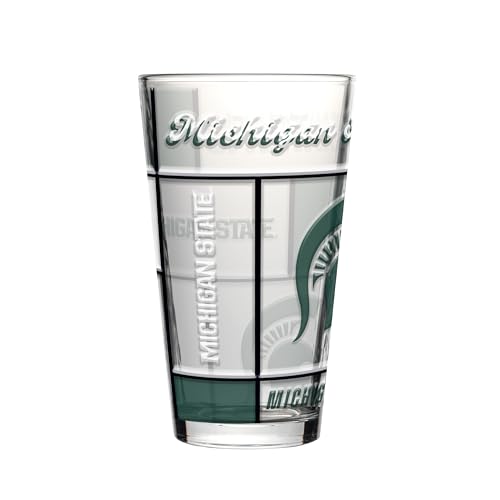 Image of Logo Brands NCAA oz Stained Glass Pint Glass - 3D Embossed Logo & Bold Team Colors - Durable Sports Fan Beer Glass for Home, Bar & Tailgates