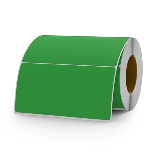 YIKIADA 500 etiquetas verdes de 50 × 100 mm, autoadhesivas, de vinilo, para etiquetar, resistentes al agua, rollo para mudanzas, pizarras, mermeladas