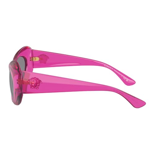 Versace VE 4456U 533487 Transparent Pink Plastic Round Sunglasses Dark Grey Standard Lens3