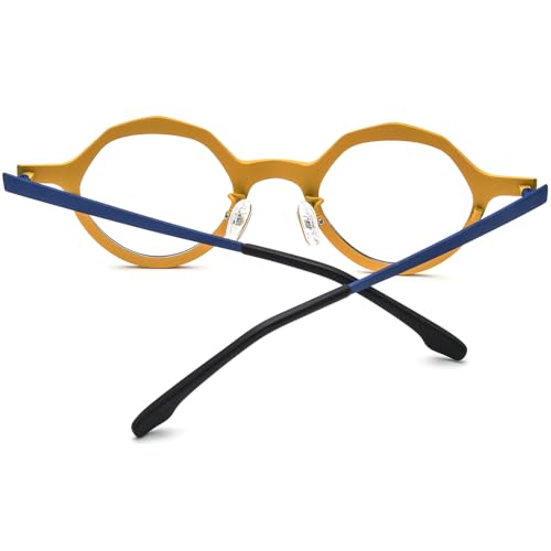 Image of FONEX Colorful Pure Titanium Glasses Frame Women Retro Round Eyeglasses