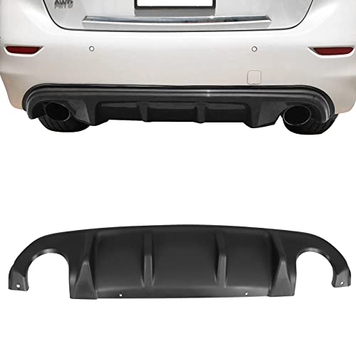 Rear Bumper Lip Diffuser Compatible With 2014-2017 Infiniti Q50, Abs Bumper Diffuser Under Chin Unpainted Body Kit Add On By Ikon Motorsports, 2015 2016 #TOP1
