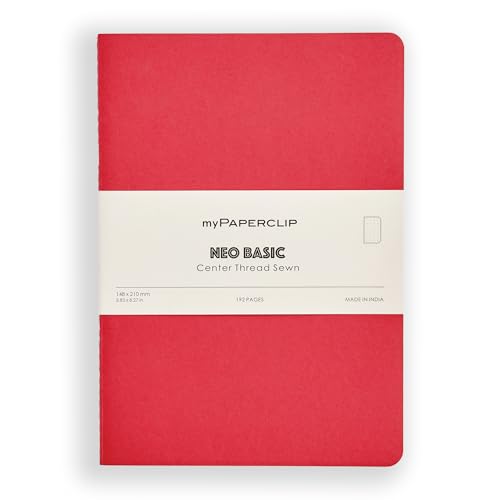 Image of myPAPERCLIP NeoBasic A5 Dot Grid Notebook | 80 GSM, 192 Pages | 250 GSM Soft Card Cover | A5 (5.83 inch x 8.27 inch) | Dotted Bullet Journal | Red