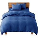 AZRA 布団カバー シングル 3点セット シーツセット 掛け布団カバーセット 寝具カバーセット 洋式ベッド・和式布団兼用 ベッドシーツ 枕カバー2枚 ピーチスキン加工 肌ざわり 洗い替え速乾タイプ ブルー