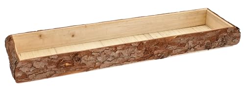 Meinposten Tablett Holz Natur Baumrinde Dekobrett Holztablett Schale Servierbrett Länglich 50 cm...