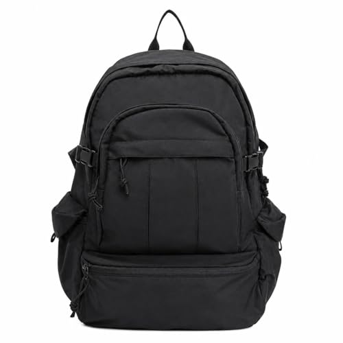 Sac à dos homme randonnée en nylon noir résistant pour camping