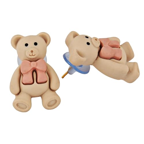 Image of Lucky Jewellery Designer Trendy Teddy And Rabbit Design Earring Stylish Teddy Bear Stud Earing | Cute Cartoon Earrings For Girls & Women (CHEP-TEDDY-PARENT)