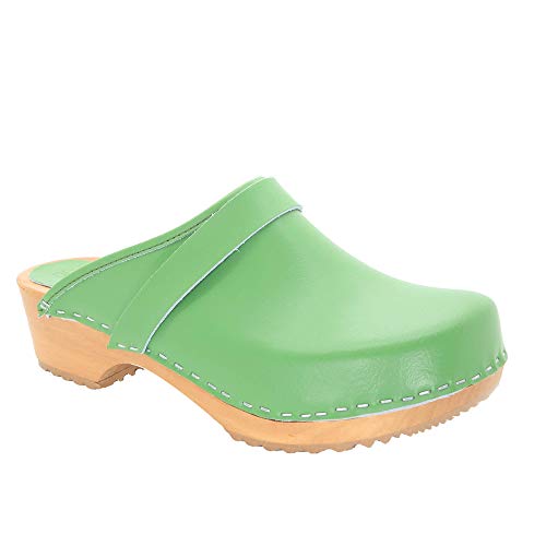 Image of Bjork Maja Wood Open Back Leather Clogs