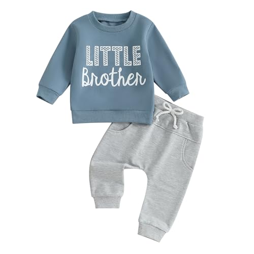 Image of Toddler Baby Girl Boy Clothes Sibling Matching Outfits Long Sleeve Sweatshirt Casual Pants Fall Winter 2Pcs Set