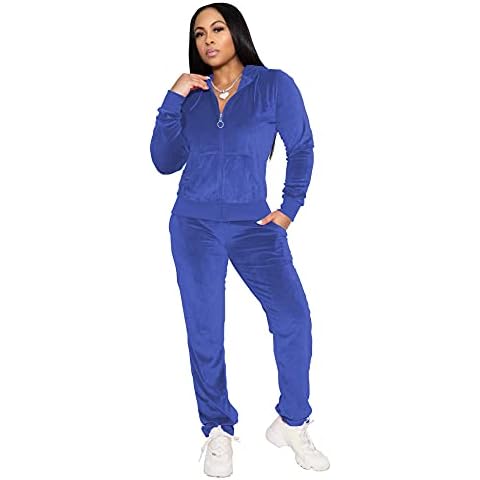 TOPSRANI Womens Velour Sweatsuits Velvet Tracksuit 2 Piece Outfits Casual Jogging Sweat Suits Matching Jogger Pants Set Light Blue S Cover