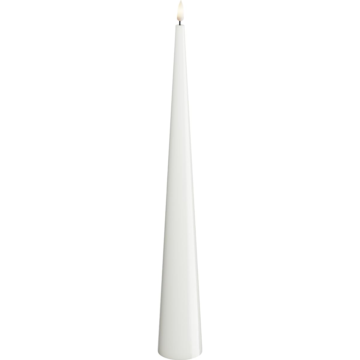 Deluxe Homeart Indoor Flameless LED Candle - Cone Shaped - with Real Flameβ’ Technology - Battery Powered Candle (38 cm, White)