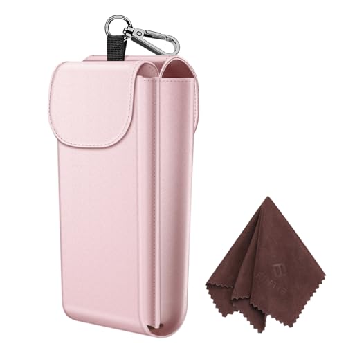 Fintie Double Glasses Case with Carabiner Hook, Portable Vegan Leather Eyeglass Case Anti-scratch Sunglasses Pouch