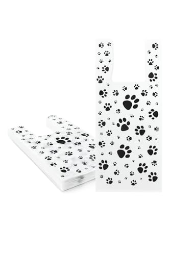 Paw Print T-Shirt Handle Shopping Bags (100 Pack)