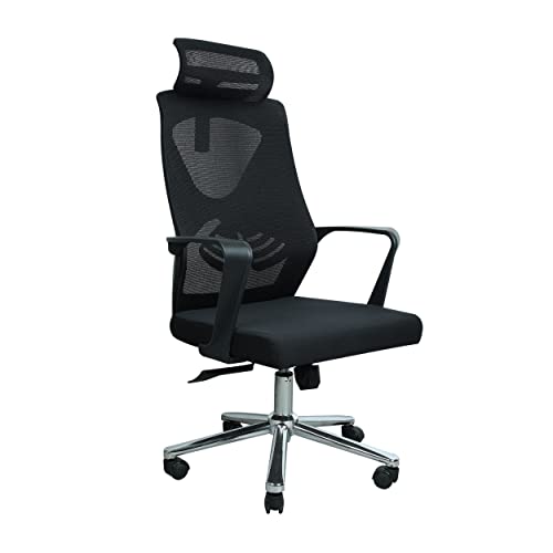 Image of Lakdi The Furniture Co High Back Director & Executive Mesh Chair with Height Adjustable & Revolving Chair and Head Rest Support Premium Design & Metal Legs Base Chorme Finish -(132289 ISL818)