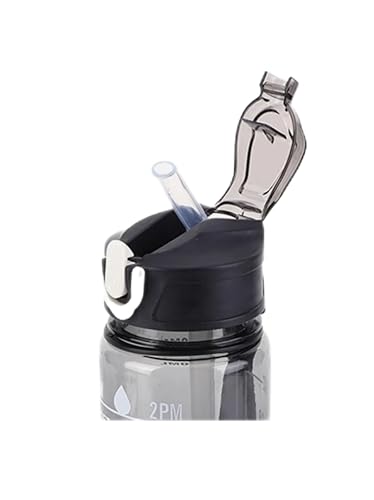 Image of 900ML Water Bottle With Time Guide And Easy Carry Strap - Leakproof And Portable For Everyday Use