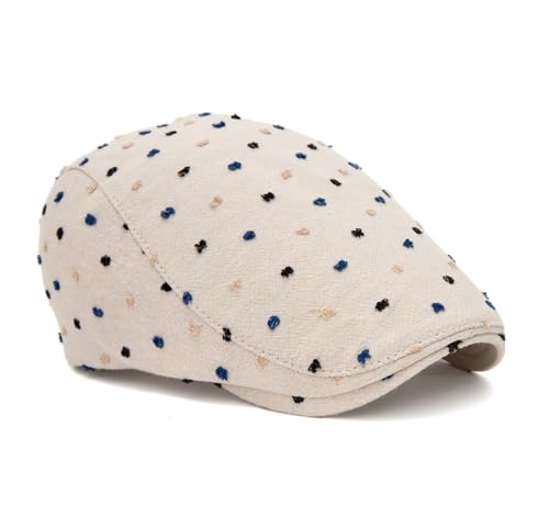 Image of Quanhaigou Unisex Denim Newsboy Hats Flat Ivy Gatsby Cabbie Driving Berets Hat Cotton Dad Cap for Men Women