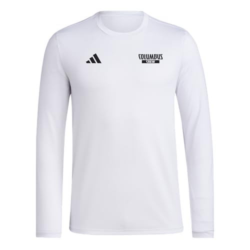 Adidas Mens Columbus Crew Pre-Game Long Sleeve Soccer T-Shirt White/Columbus Crew Large