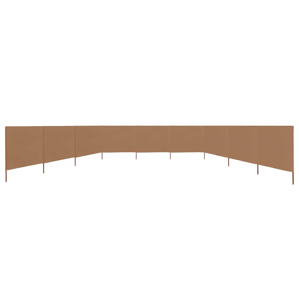 Brise-Vent 9 Panneaux, Tissu Non Tissé Résistant et Piquets en Bois, Brise Vue Camping et Brise Vent de Plage, Protection Contre Le Vent, Panneau Occultant Extérieur, Taupe, 1200 x 120 cm