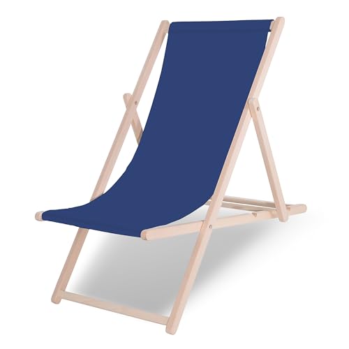 SPRINGOS Chaise Longue Pliable en Bois Massif – Réglable 3 Positions avec Système de Sécurité, Fauteuil de Jardin Compact pour Balcon, Terrasse & Extérieur – Résistante et Pliable – Charge 120 kg