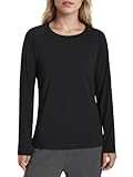 AvaLolita Women's Bamboo Viscose Long Sleeve Raglan Shirt Slim Fit Layering Top M Black