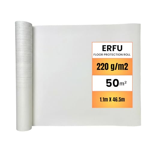 Protection bâche sol chantier 50 m² – Rouleau film protection peinture – Bâche protection sol imperméable double face – Couverture sol rénovation...