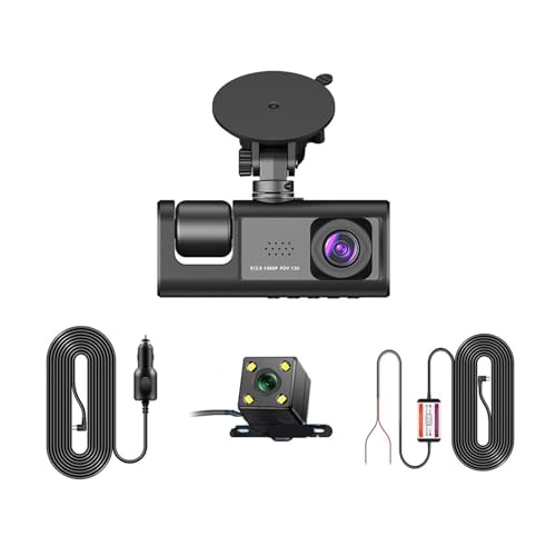Coche DVR de 3 canales DELURA grabadora de vídeo HD 1080P dashcam de tres vías con memoria 32G