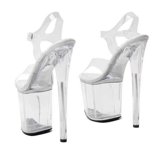WUXIN H&P Women's 8 in Clear Platform Heels Ankle-Strap Sexy, 8 in Pole Dance High Heel Clear Platform, 20 cm Exotic Clear Platform Pole Dancer Heels Shoes Stiletto 6