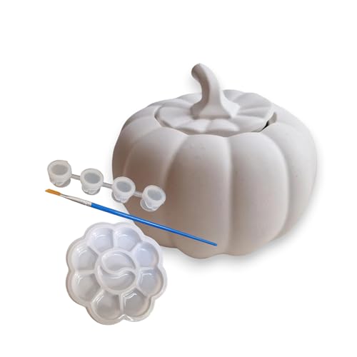 Paint Your Own Pumpkin Pottery Kit 4 Colours with Brush Halloween Pottery Spooky Season Activity Pumpkin Trinket Box Ready to Paint Halloween Things Plaster of Paris