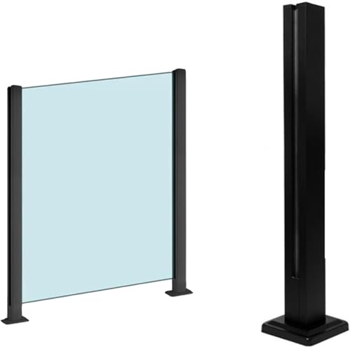 Colonne de balustrade noire réglable de 85 cm pour terrasse et balcon - 2