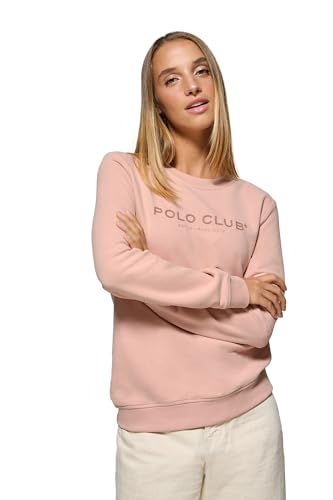 Polo Club Sudadera Rosa Palo Slim Fit 100% Algodón para Mujer - Sweatshirt Manga Larga y Cuello Redondo