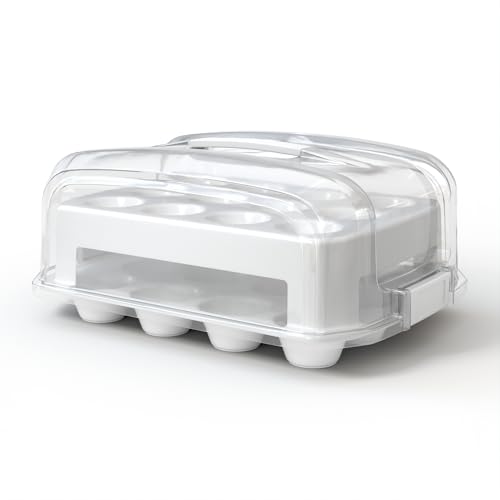 Top Shelf Elements Cupcake Carrier, EXTRA LARGE LID, White Cupcake Holder Carries 24 Standard-Size Cupcakes, Muffin Traveler Two Tier Stand Reusable Cupcake Box