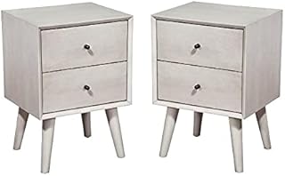 Home Square 2 Drawer Wood Nightstand Set in Gray (Set of 2)