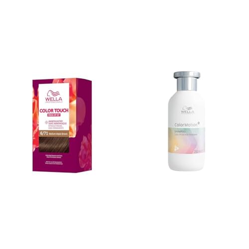 Vorteils-Set für gefärbtes Haar: demi-permanente Haarfarbe ohne Ammoniak in 6/71 Medium Maple Brown (130 ml) & ColorMotion+ Farbschutz-Shampoo mehr Glanz und Widerstandskraft (250 ml)